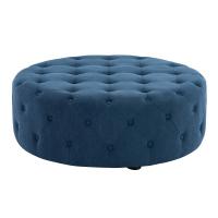 China Living room furniture button detailing round upholstery bench tufting round ottoman/sofa set coffee table on sale