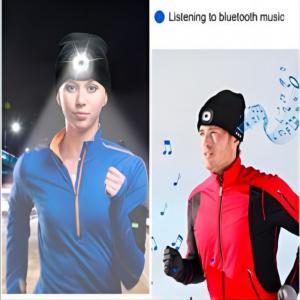 Unisex Flashlight Bluetooth Hat With Light Wireless Headphones Music Hat