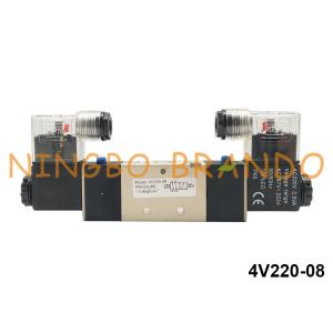 AirTAC Type 5/2 Way 1/4'' Double Coil Pneumatic Solenoid Valve 24VDC 220VAC 4V220-08