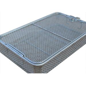 China 304 Stainless Steel Wire Mesh Medical Disinfection Basket 40cm x 25cm x 7cm Size supplier