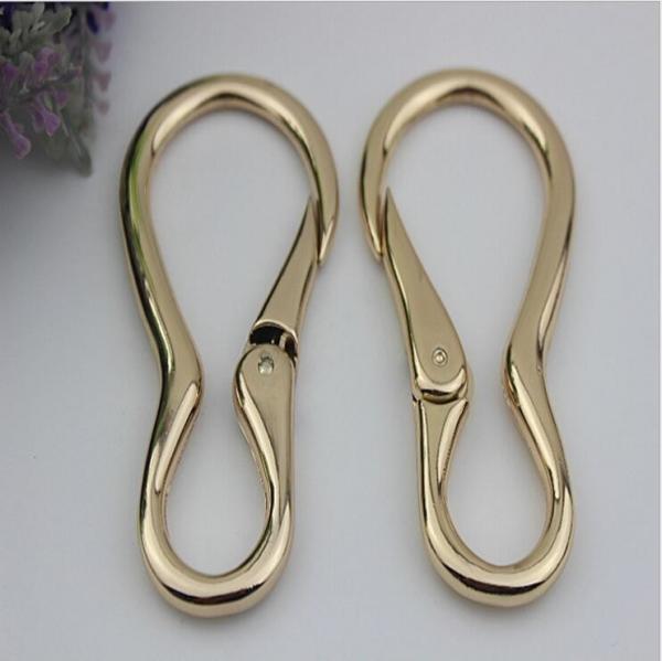 Handbag fitting length 90 mm light gold color zinc plated snap hook with good