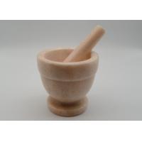 China Natural Marble Spice Mortar And Pestle Orange Diameter 10.8cm Height 10.5cm on sale