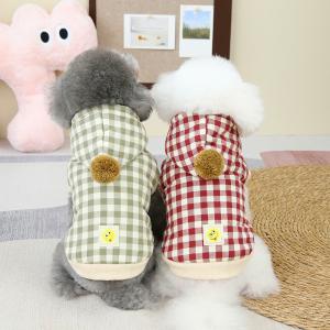 China Keep Warm Dog Pet Short Plaid Hooded Coat Thickened Custom Logos Pet Clothing supplier