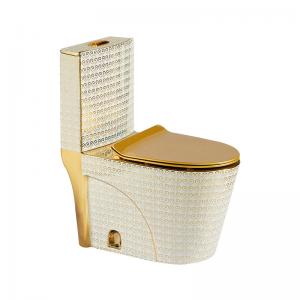 Gold Plated Ceramic One Piece Toilet Sanitary Wares Washdown Toilet Bowl