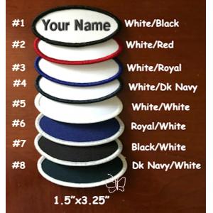 Iron On Custom Embroidered Name Patch Oval 1.5"X3.25" Twill Cotton Material