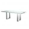 China Modern design stainless steel tempered glass top 8 peoples dinig table for home wedding wholesale