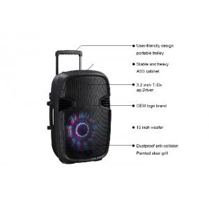 15 Inch Woofer Rechargeable Trolley Speaker , Audio Player Speaker 19.0kg Weight