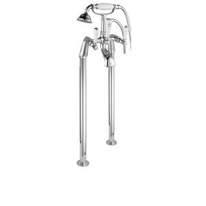 Chrome Finish Bath Tub Shower Faucet , Floor Standing Bath Shower Mixer Tap