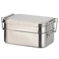 China 304 Stainless Steel Metal Bento Lunch Box With Double Layer And Two Capacity Options on sale