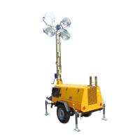 China Portable 4*400W Mobile Trailer Water Cooled Lighting Tower With Led Light Construction Light Tower on sale