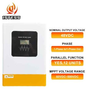 High Capacity 48V 5.5kW 6.2kW Single Phase Hybrid Solar Inverter Off Grid Pure Sine Wave MPPT 500V Input For Home Backup Power Supply