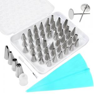 China Stainless Steel Cookies Cupcake Decorating Kits Frosting Icing Tips Baking Tools with Flower Nail Pastry Bag Icing supplier