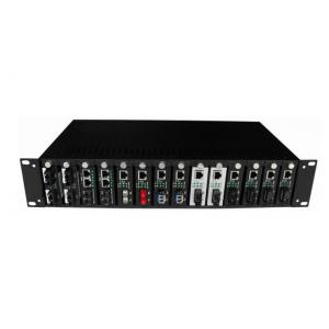 SM / MM 19inch 2U 14 ports optical media converter , Rack Chassis