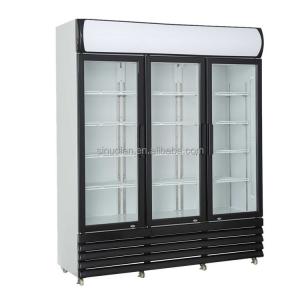 Commercial Upright 3 Glass Door Refrigerator Display Fridge Beverage Cooler Cold Drink Showcase For Supermarket