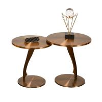 China Class Brushed Brass Stainless Steel Side Table Small Round Table Coffee Table on sale