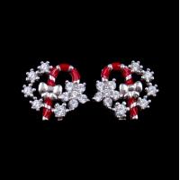 China Exquisite Star Charm Earrings Christmas Wreath Enamel Costume Jewellery on sale