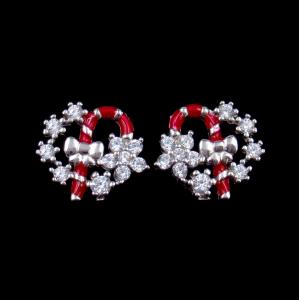 Exquisite Star Charm Earrings Christmas Wreath Enamel Costume Jewellery