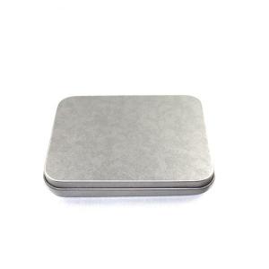 rectangular silver plain business card tin case