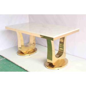 Gold Color Marble Dining Table With U Base Home Furniture