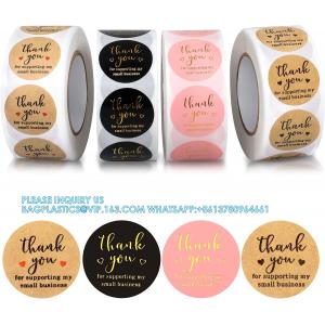 Thank You Round Stickers For Supporting My Small Business Adhesive Labels, 3-Color, 1inch 2000Pcs, 4 Rolls, Each Roll