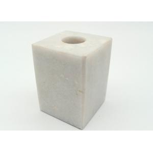 Square Stone Pillar Candle Holders Polished Finish Surface Moisture Resistant