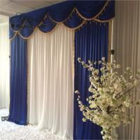 China Hot Sale Gorgeous blue silk cloth drape valance curtains with ivory tassel on sale