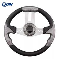 China Universal 13 Inch Racing Steering Wheel Wood Grain Golf Cart PVC on sale