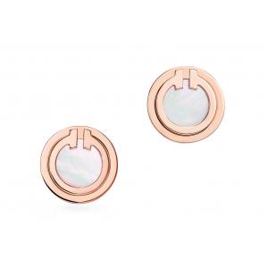 China 2.37g Rose Gold Mother Of Pearl Earrings , Mother Of Pearl Stud 9.65mm Size supplier