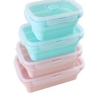 China Food Grade Silicone Collapsible Lunch Box Foldable Sustainable With Lid on sale