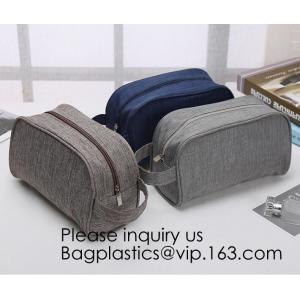 China Cosmetic Toiletry Bag Mens Canvas Leather Travel Kit Wash Makeup Bag,organic cotton canvas makeup bag with zipper make-u supplier