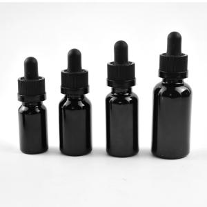 China Garrafa de vidro de Matte Frosted Black Essential Oil com a garrafa do tampão do conta-gotas do CR supplier