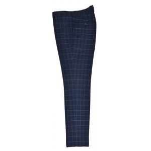 China Fashion Mens Slim Fit  Tailored Trousers Business Adults Long Pants Navy Check supplier
