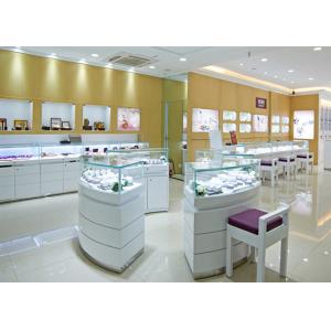 Retail Shop Lighted Commercial Jewelry Wall Display Case High Glossy White Color
