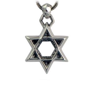 Sterling Silver Wheat Chain Men's Necklace with Silver Star of David Pendant(N6030804)