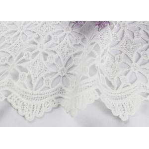 Dubai White Bridal Embroidered Mesh Fabric By The Yard Water Soluble With Scalloped Edge