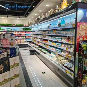 LED Open Showcase Chiller Supermarket Fruit Vegetable Air Curtain Display Cabinet