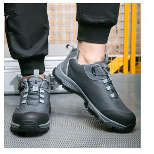 BOA Rotating Button Work Shoes with Kevlar Midsole and MD Sole for Breathable Comfort in Construction Safety Shoes
