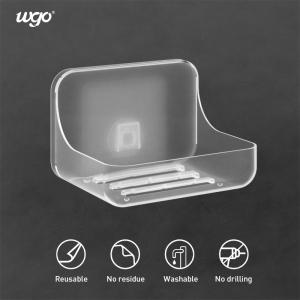 Self Adhesive Bathroom Soap Dish Holder Clear Plastic No Drilling