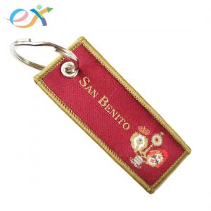 China Red Color Personalized Fabric Keychains , Polyester Keychain With Logo Customized supplier