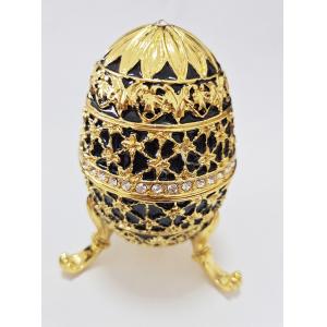 La boucle d'oreille décorative Ring Trinket Holder Box Hand a peint la caisse de stockage de bijoux articulée par style d'oeufs de Faberge pour l'ornement à la maison