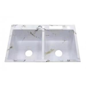 830*500mm Stainless Steel Handmade Kitchen Sink With Knife Shelf White Marbling Color