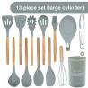 China Non Toxic 12 Piece Silicone Cooking Utensil Set With Wood Handle wholesale