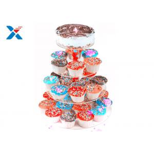 China Round Crystal Acrylic Cupcake Stand , Three Tier Acrylic Wedding Cake Display Stand supplier