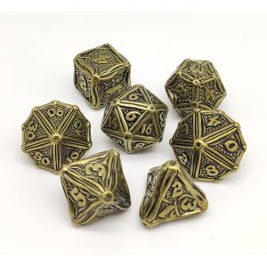 China Gold Plated Surface RPG Dice Set Metal Polyhedral For Hammer And Yahtzee supplier