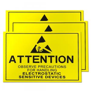 Attention Static Control Area ESD Sign Size 20x30cm Yellow Rectangle For EPA
