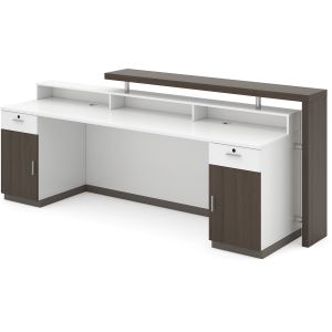 China Branco estando moderno do marfim do carvalho do café de 2.55M Custom Reception Desk on sale