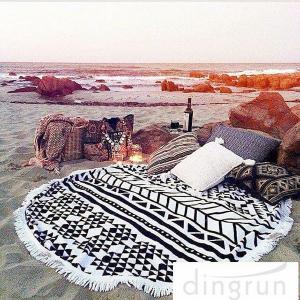 China Adults Colorful Round 100 cotton beach towels Large Size 150cm Dry Fast supplier