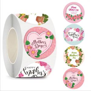 1.5 Inch Round Self Adhesive Label Stickers For Mother'S Day 500pcs / Roll