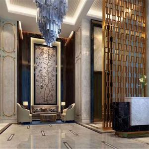 China Metal Room Dividers Room Screens Rose Gold Metal Living Room Partition supplier