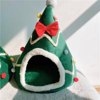 China Christmas Cat'S Nest Winter Warm Christmas Tree Dog Bed Bow Knot Yurt Cat'S Bed Feeling Nest Cushion Christmas Tree Cat on sale